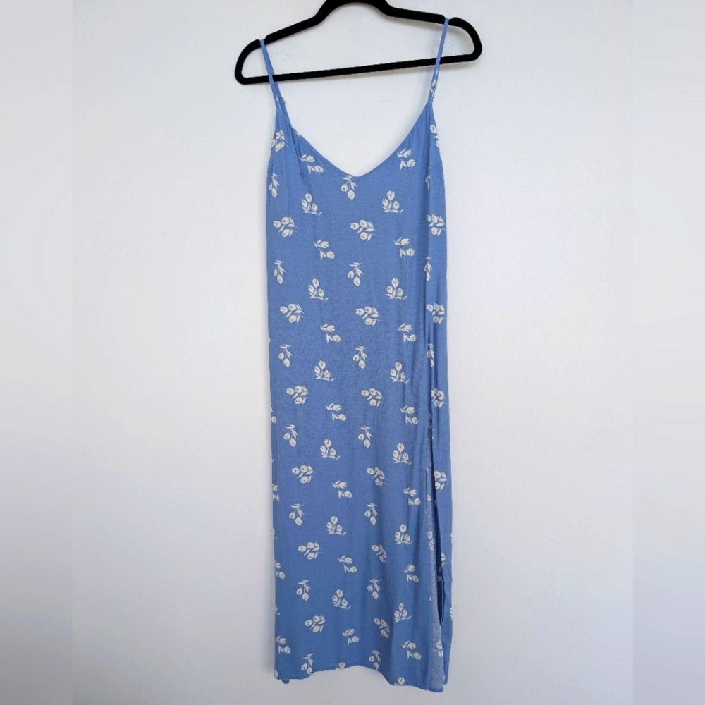 Reformation Crimini Floral V Neck Spaghetti Strap Midi Dress w Side Slit Sz 12